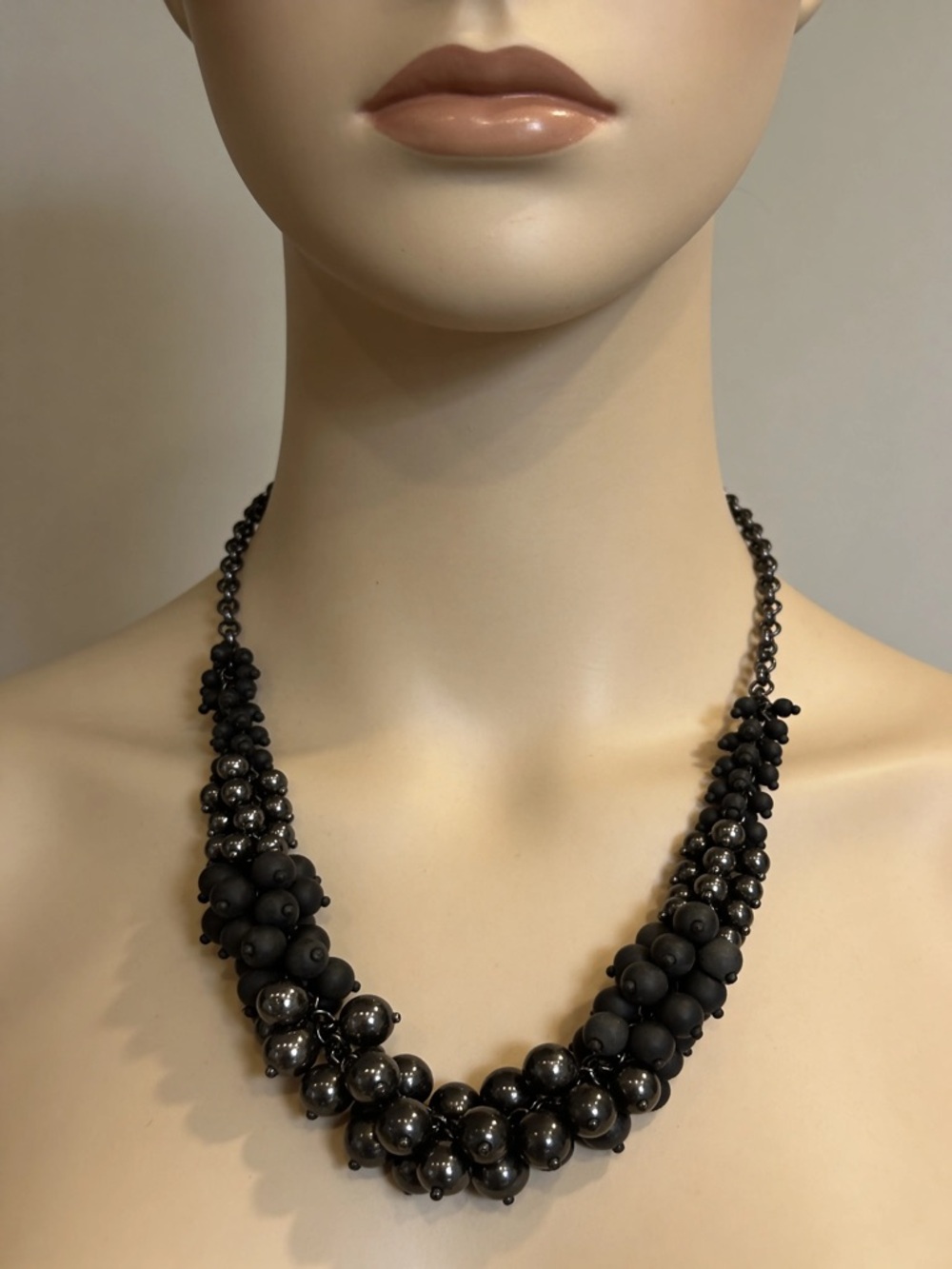 Black Statement Beaded Necklace - Elegant Women's Jewelry